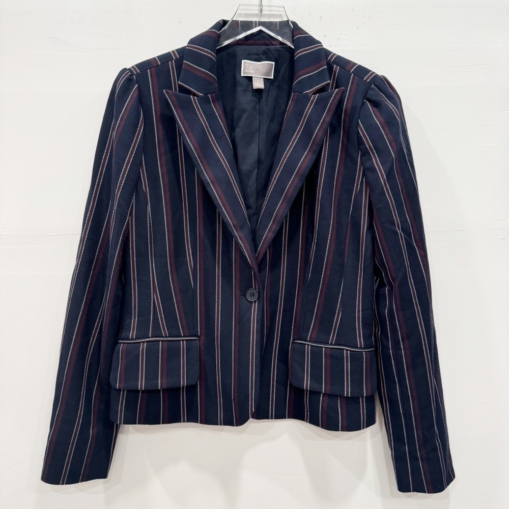 Chelsea28 One Button Stripe Blazer Jacket Medium Navy Blue